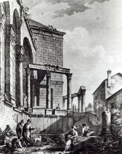 Il Tempio di Giove nel palazzo di Diocleziano (245-313), Imperatore Romano 284-305, a Spalato sulla costa dalmata, inciso da Francesco Bartolozzi, 1768 da Robert Adam